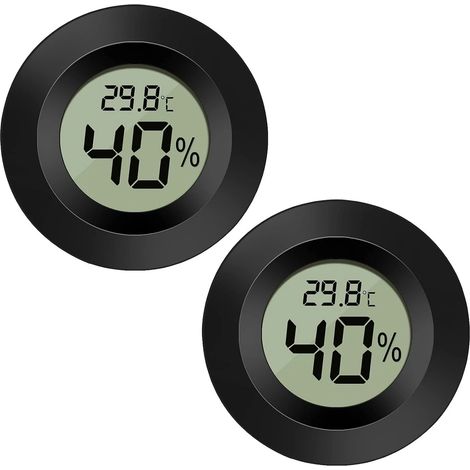 Lot de 2 hygromètres-thermomètres numériques LCD, pour intérieur et extérieur, compatibles avec humidificateurs, déshumidificateurs, serres, caves et chambres d'enfants. (1/5)