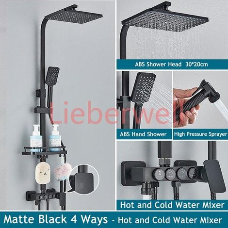 Ensemble de douche de salle de bains numérique chromé, pomme de douche de pluie de 12 pouces, robinet de salle de bains chaud et froid en laiton, système de douche thermostatique intelligent (1/5)