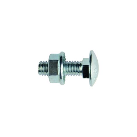 Boulon classique tête ronde – Collet carré avec écrou hexagonal – Longueur 16mm – Diamètre 6mm – Boîte de 100 unités – Bizline