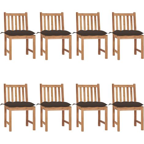 Lot de 8 Chaises de jardin - Chaises d'extérieur pour terrasse/jardin avec coussins Bois de teck massif BV222520 - BonneVie (1/5)