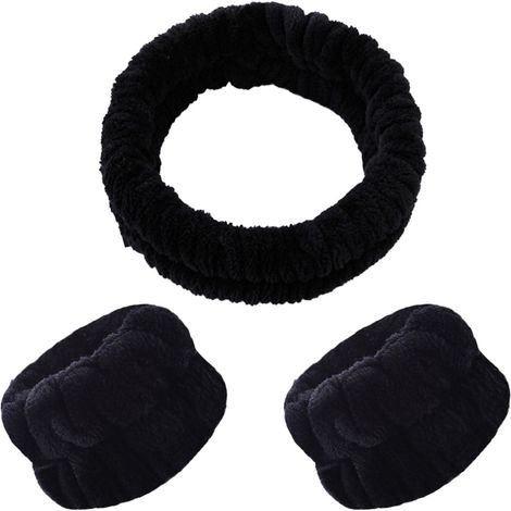 Diadema de felpa, goma para el cabello, maquillaje cosmético, lavado facial, ducha, spa. (1/5)