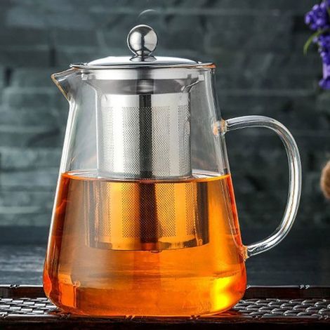 Théière - - 1300 ml - Verre borosilicaté - Résistante à la chaleur - Ergonomique