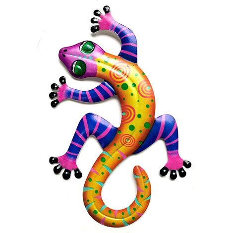 Décoration murale gecko fer – 21.8x14x0.8cm – art jardin – maison chambre salon bureau – 5