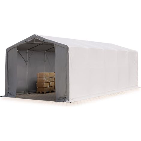 5x10m hangar TOOLPORT, PRIMEtex PVC 2300 N gris, H. 3m avec portes à fermeture Eclair, avec statique (type de sol : terre)