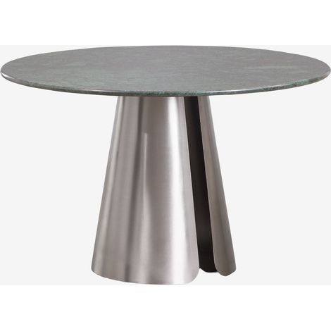 SKLUM Runder Esstisch Ø120 cm aus Edelstahl Baelor Grüner Marmor Udaipur