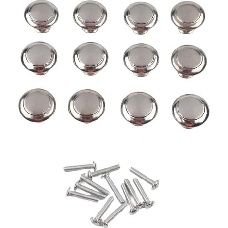 Juego de 12 pomos de acero inoxidable para cajones de cocina con tornillos y herrajes para mejoras del hogar (plateado)