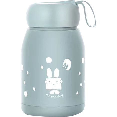 Tazza termica a doppio strato da 330 ml, a prova di perdite, con simpatici coniglietti, ideale per viaggi e sport all'aria aperta, colore blu. (1/5)