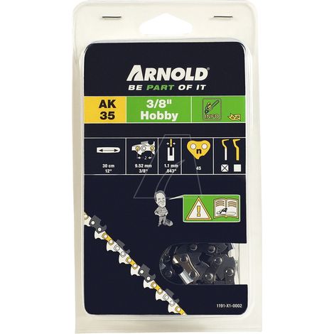 ARNOLD Chaîne de tronçonneuse 3/8", 1,1 mm - 45 maillons d’entraineurs - gouges demi-rondes