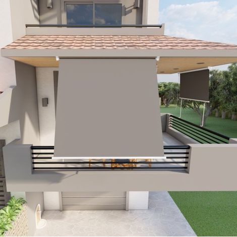Tenda da sole a caduta con bracci 200cm telo impermeabile grigio Golisa