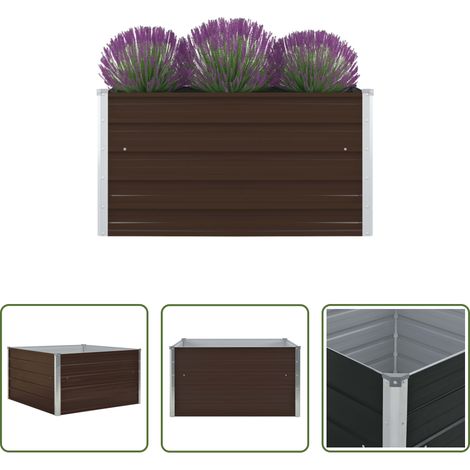 Hochbeet 100 x 100 x 45 cm - Hochbeet 100 x 100 x 45 cm Verzinkter Stahl Braun (1/5)