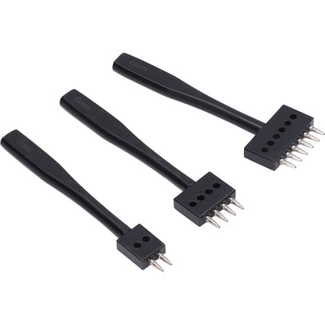 Ensemble de 3 poinçons à griffes pour une perforation rapide et de différentes tailles. Outil de perforation robuste et professionnel pour le travail du cuir (6 mm). (1/5)