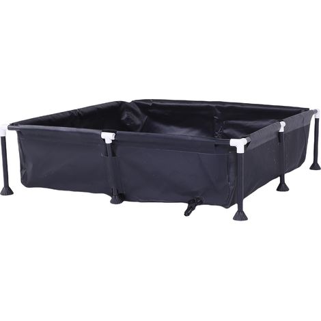 Petite piscine hors-sol profonde en PVC 95 x 95 x 20 cm, idéale pour baigner votre chien dans votre jardin ou pour une fête aquatique estivale.