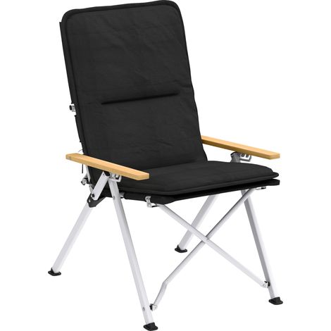 Silla de camping plegable respaldo alto ajustable 59 x 67 x 96 cm cojín extraíble 4 posiciones moderna de poliéster negro 210006534 (1/5)
