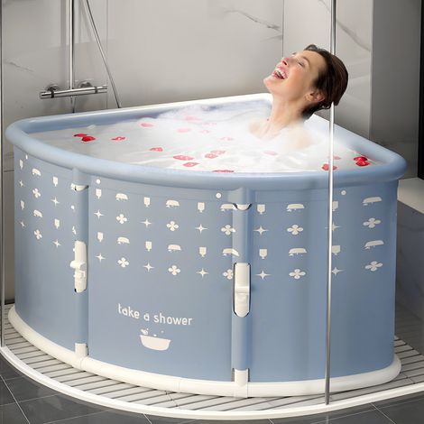 Baignoire pliante en forme d'éventail, aucune installation requise, extensible et utilisable directement, 70×70×55 cm, grise.