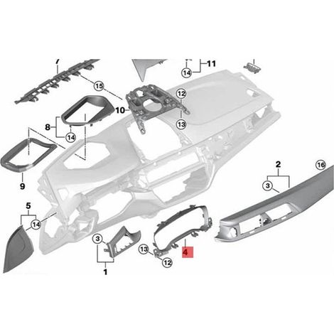The dashboard trim 51459490718 is compatible with the BMW 5 Series G38 525Li and 530Li (2020-2022). (1/5)