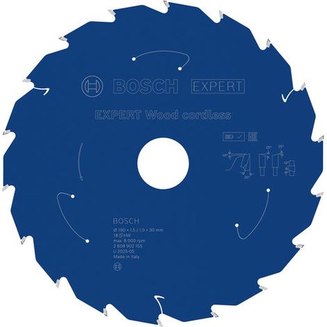 Bosch Wood cordless Circular Saw Blade 190 x 1.5/1 x 30 mm T18 2608902155 (1/4)