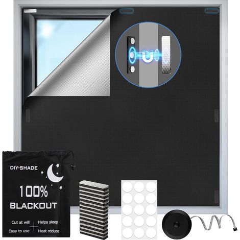 1 Store Occultant Magnétique,400x148cm Tissu Découpable,Sans Perçage Isolation Thermique,Fenêtre Chambre Caravane