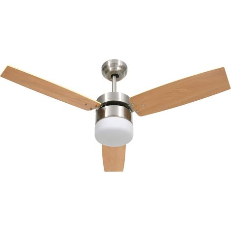 Ventilatore Soffitto Luce e Telecomando 108cm Marrone Chiaro vidaXL (1/5)