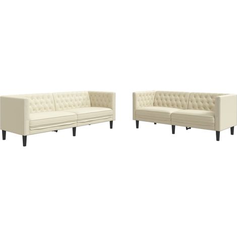 Maison Exclusive - Set Divani Chesterfield 2pz Crema in Similpelle