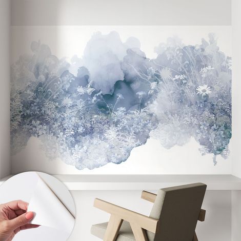 Papier peint autocollant à motifs décoratifs pour salon chambre et bureau Décoration murale élégante avec colle Prairie fleurie 104x70 cm (1/5)