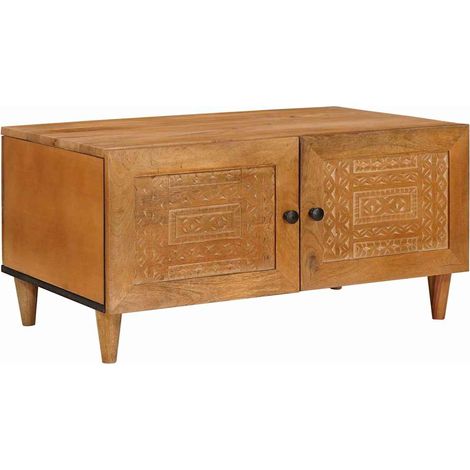 Couchtisch mit Tür Hellbraun 80 x 50 x 40 cm Massivholz Akazie