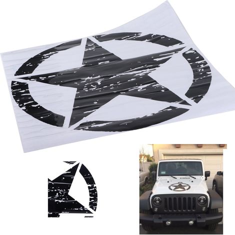 Autocollant Étoile Noire 19,7 pouces pour Jeep Wrangler Rubicon JK TJ YJ - Décoration Carrosserie (1/5)
