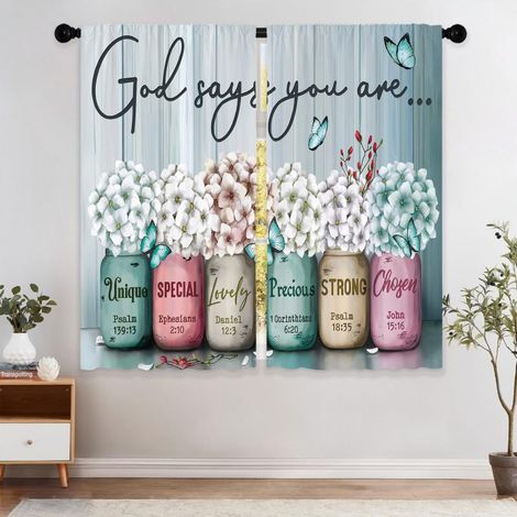 Cortinas florales verdes de estilo rústico (2 piezas) 105115cm, cortinas decorativas para dormitorio o sala de estar, cortinas opacas de tela para almacén de madera (1/5)