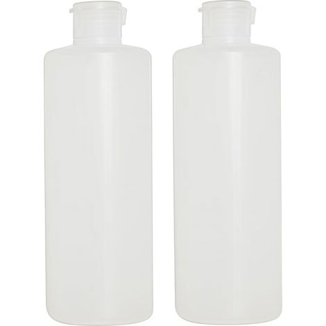 2 bocaux plastique transparents 400 ml avec couvercle rabattable, pour échantillons maquillage, lotions ou shampoing (1/5)