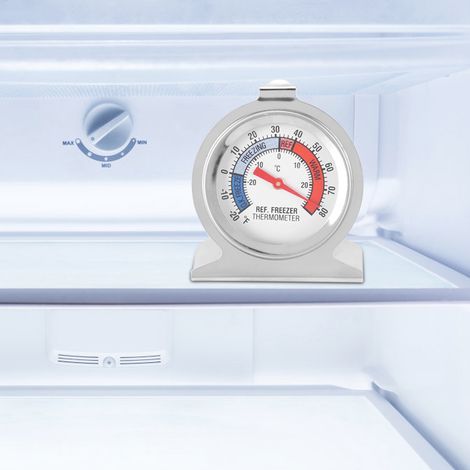 Edelstahl-Thermometer mit großem Zifferblatt für Gefrierschränke und Kühlschränke – Temperaturanzeige (1/5)