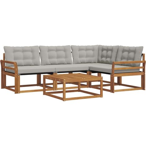 Outdoor Sofa Set with Cushion 5 pcs Natural and Light Grey vidaXL