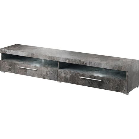 Mobile TV XL 200cm collezione BOMBAY. Colore grigio effetto ardesia. Illuminazione LED multicolore.
