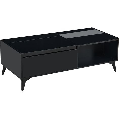 ELVMI Tavolino da caffè alzabile con 1 vano nascosto, 1 anta a ribalta e ripiani aperti, soggiorno, 110 × 50 × 48 cm (1/5)