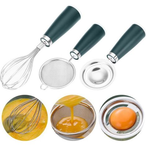 Fouet Cuisine,Séparateur de Jaune d'oeuf,Separateur oeuf Jaune et Blanc,Set d'outils Pour Oeufs 3 pièces,Outil de Cuisine (1/4)