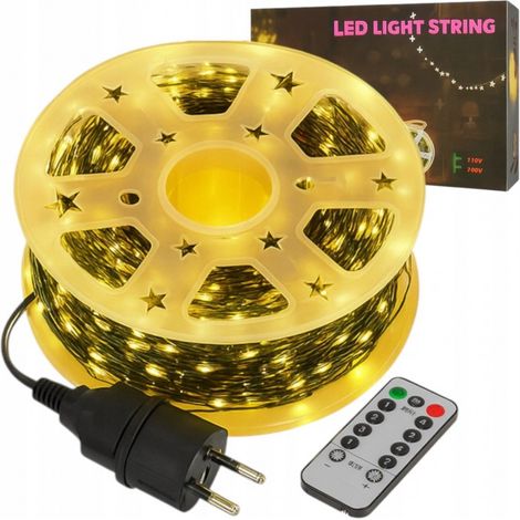 Luces para árbol de Navidad de exterior/interior, cable de 500 LED, 50 m, blanco cálido LAMP48