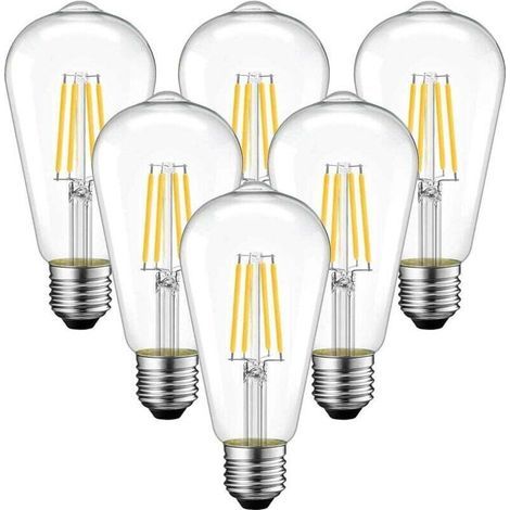 [6 Stück] E27 4W Schraubfassung LED-Filamentlampe, warmweißes Licht (3000K) (1/5)