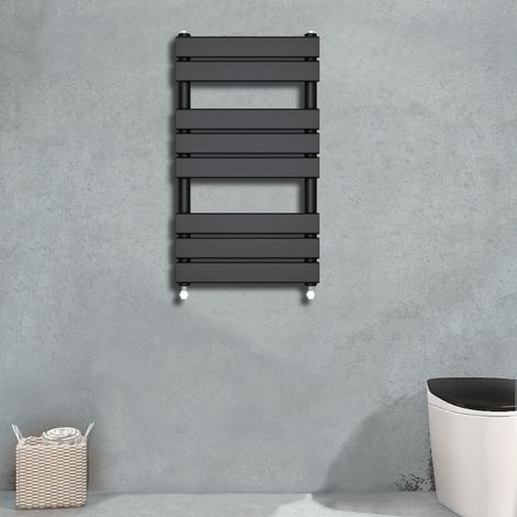 Flat Panel Heated Towel Rail Bathroom Rad Radiator Black 800x450mm (1/4)