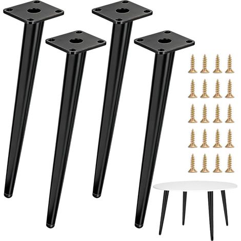 Set mit 4 abgewinkelten Tischbeinen aus Metall, 40 cm, Stahl, schwarz, für Couchtische, Nachttische und Stühle (1/5)