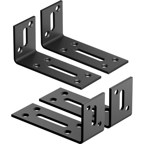Vier schwarze Metallwinkel, L-förmige Eckwinkel zur Montage, korrosionsbeständig, robust und langlebig, für Tische, Stühle und Regale (1/4)