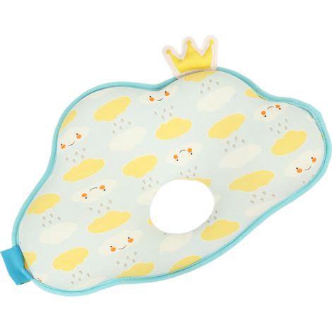 Oreiller en mousse à mémoire de forme pour tout-petit, en forme de nuage, pour protéger la colonne vertébrale de bébé, en coton, pour nouveau-né, motif nuage bleu, 32 x 30 x 3 cm (1/5)