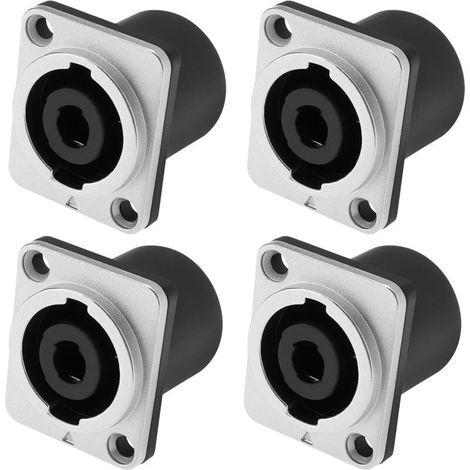Connecteurs Speakon Femelles 4 Pôles Carrés Métal - Lot de 4, Compatibles NL4MP/NL4MPR/NL4FC -ULISEM