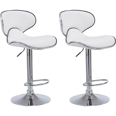 2er Set Barhocker Las Vegas Kunstleder weiß chrom