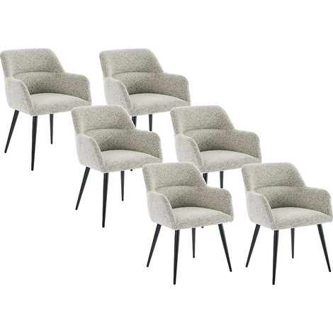 Sedia con braccioli in Tessuto tweed e Metallo Nero Panna - Lotto di 6 - HEKA (1/4)