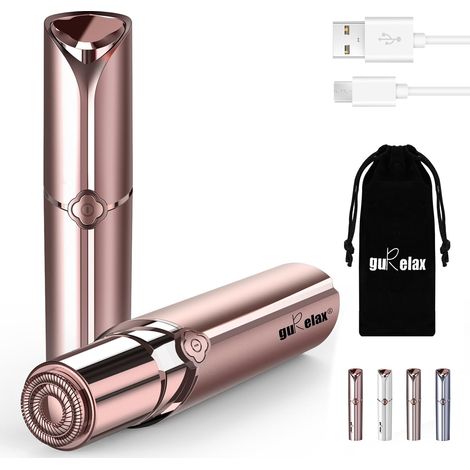 Gurelax - Épilateur Visage Femme Rechargeable Sans Douleur, 2 Têtes De Rechange Incluses, Rasoir Électrique Pour Joues, Menton, Bras (1/5)