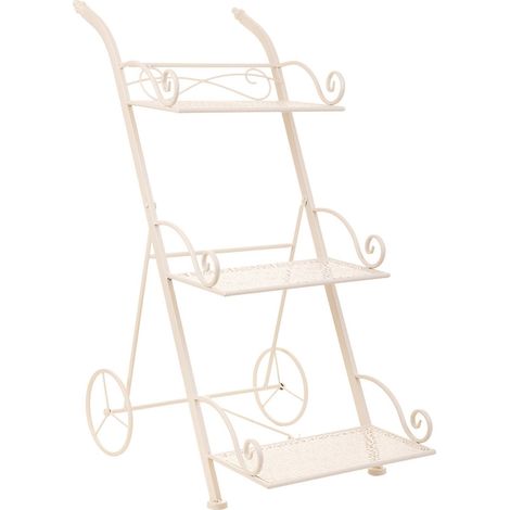 Étagère décorative blanche en fer forgé pour plantes et pots - blanc crème fer forgé (1/5)