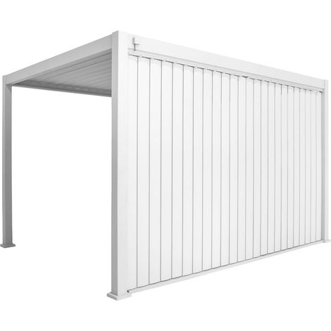 Louvered pergola 4x3m and 4m vertical adjustable louver panel white - Triomphe (1/5)