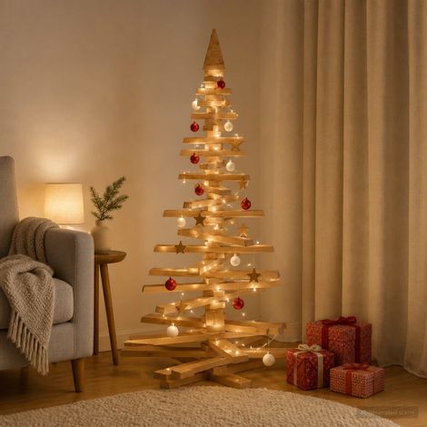 vidaXL Árbol de Navidad de madera KOTKA 150 cm Madera de Pino Maciza (1/5)