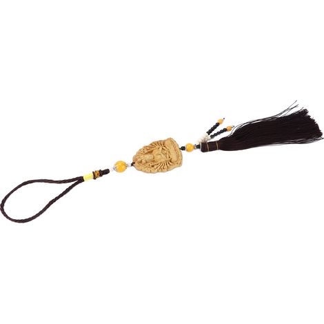 Porte-Bonheur Pendentif Voiture Bouddha Décoratif Jaune Bois de Buis Style Simple Attrayant pour Balcon Chambre (1/5)