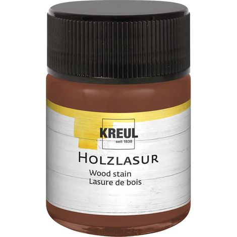 Lasure acrylique pour bois aux couleurs intenses, pot de 50 ml en marron, pour bois naturel non traité et papiers naturels absorbants, fluide - peinture liquide à base d'eau (1/3)