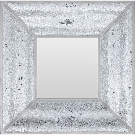 Premier Housewares Premier Housewares Silver Wall Mirror For Garden And Bedroom Reflective Square Bathroom Mirrors Wall Mounted Contemporary Mosaic Design Hallway Walls Mirrors 71 x 8 x 71 (1/4)