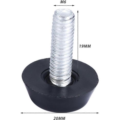 Lot de 10 tiges filetées réglables M6/M8 pour meubles de maison, roulettes de table, pieds et pieds de nivellement (M6 x 19 mm). (1/5)